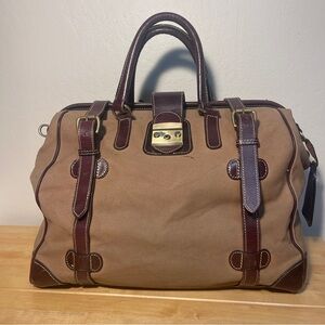 Mulholland Safari Canvas & Leather Weekender Travel Duffel Heritage Bag USA